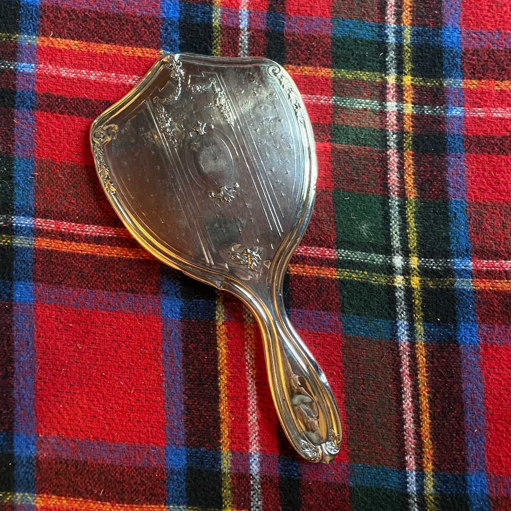 Antique Sterling Silver Hand Mirror with Rose Swags